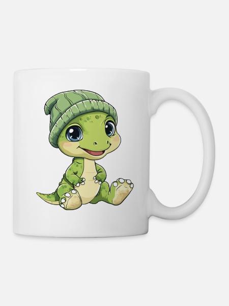 Dessin animé Animaux de dinosaures mignons et mignons - Mug blanc - blanc