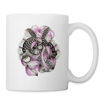 Blütenkreis Mandala Pink Schwarz - Tasse - Weiß - Rechts