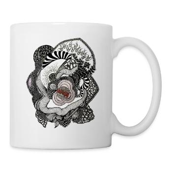 Black White Flower Spiral - Mug - white - Right
