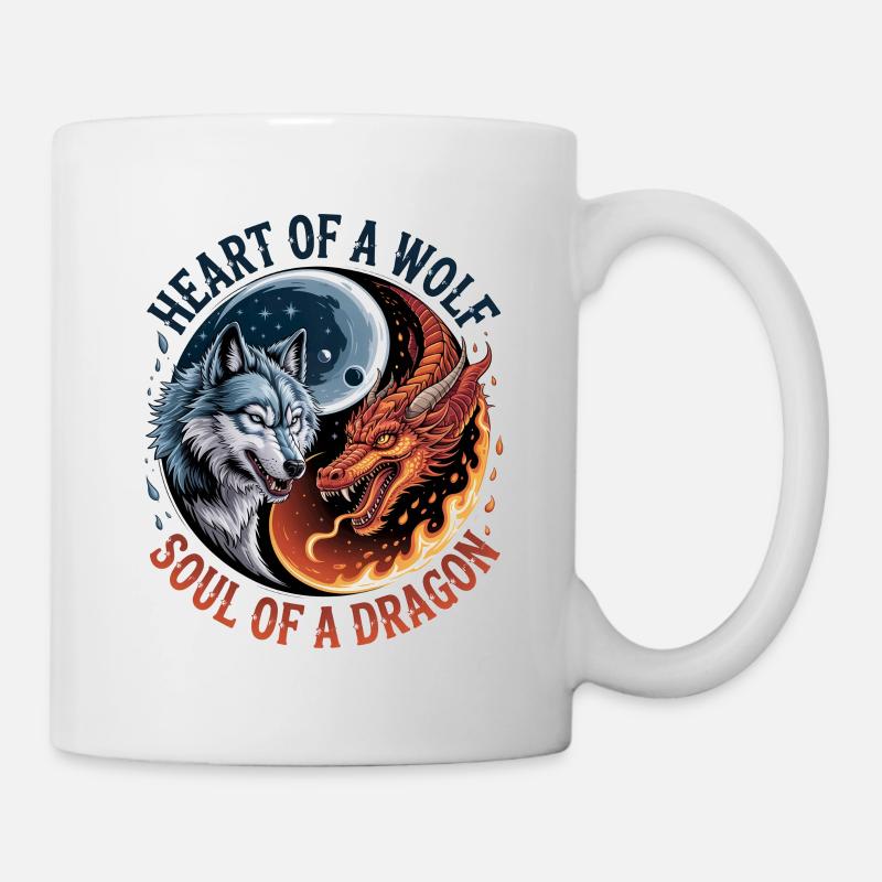 Herz des Wolfes, Seele des Drachen - Tasse - Weiß
