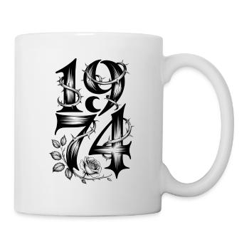 Gothic Jahreszahl 1974 Dornenrose - Tasse - Weiß - Rechts