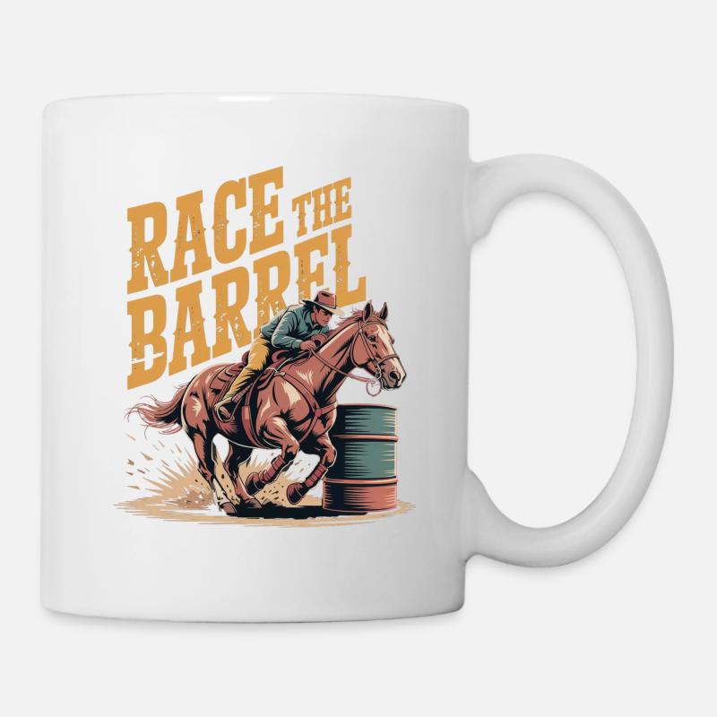Sprint de tonneaux de rodéo - Mug blanc - blanc