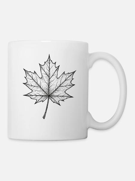 Metallisch Glänzendes Ahornblatt - Tasse - Weiß