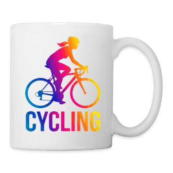Silhouette de la fille arc-en-ciel Cycliste - Mug blanc - blanc - Droite