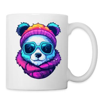 Neon-Regenbogenbär-Straßenstil mit Sonnenbrille - Tasse - Weiß - Rechts