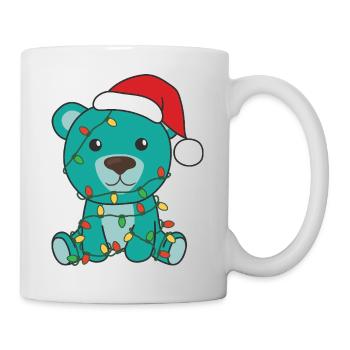 Christmas Bear With Santa Hat And Lights - Mug - white - Right