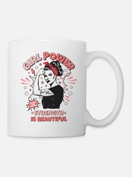 Frau Pop Art Girl Power Frauenpower Mädchen Stark - Tasse - Weiß