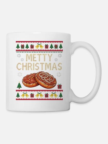 Lustiges Mett Weihnachten Geschenk Mettbrötchen - Tasse - Weiß
