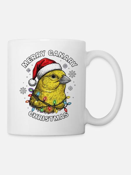Kanarienvogel Weihnachten Santa Mütze Vogel Xmas - Tasse - Weiß