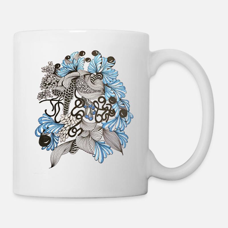 Spirale florale bleue et blanche - Mug blanc - blanc