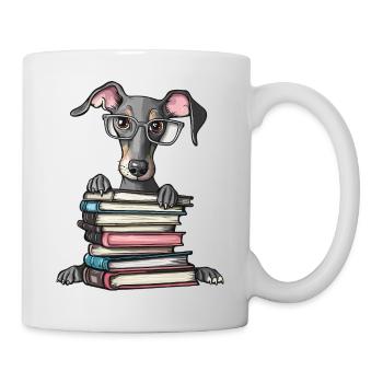 Un joli livre de lecture pour chiens lévriers avec des lunettes - Mug blanc - blanc - Droite