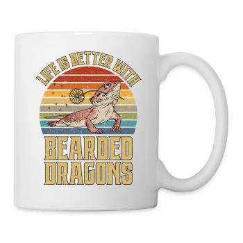 La vie est meilleure avec Bearded Dragons Retro Vintage - Mug blanc - blanc - Droite