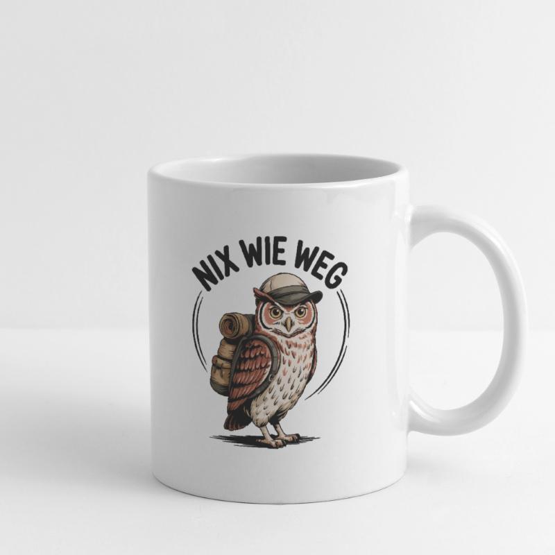 Wandernde Eule mit Rucksack Tasse