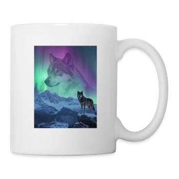Northern Lights Wolf in the Mountains - Mug - white - Right