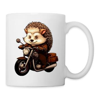 Motorrad Igel - Tasse - Weiß - Rechts