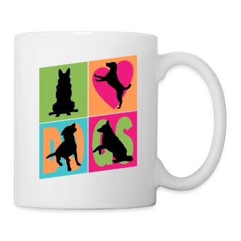 Chiens que j'aime Silhouettes de chiens Maman chien Papa chien - Mug blanc - blanc - Droite