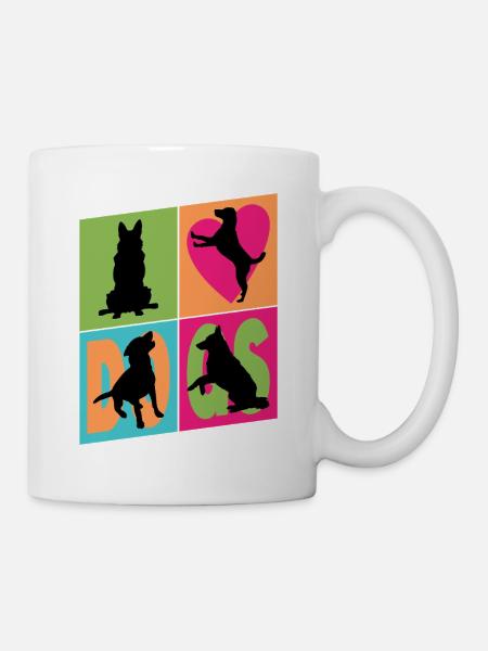 Hunde I Love Dogs Silhouetten Hundemama Hundepapa - Tasse - Weiß