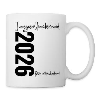 Enterrement de vie de garçon 2026 Veuillez signer Enterrement de vie de garçon - Mug blanc - blanc - Droite