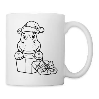 Christmas hippopotamus with gifts - Mug - white - Right