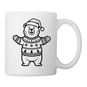 Cute Christmas Bear Line Art - Mug - white - Right