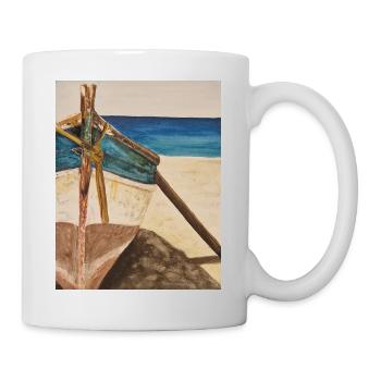 Watercolor boat on the beach - Mug - white - Right