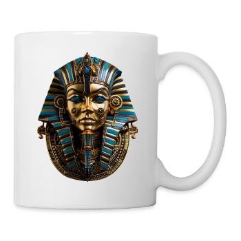 Masque du pharaon Atum en ornement bleu doré - Mug blanc - blanc - Droite