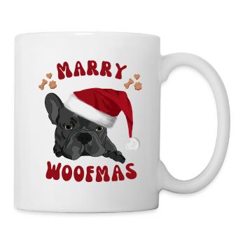 Frenchie Woofmas – Bouledogue avec le chapeau du Père Noël - Mug blanc - blanc - Droite