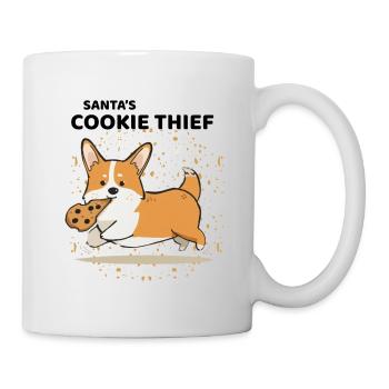 Santa’s Cookie Thief Corgi Weihnachtsdesign - Tasse - Weiß - Rechts