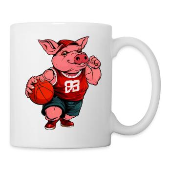 Schweinchen Basketballerin / Basketball Schweinche - Tasse - Weiß - Rechts