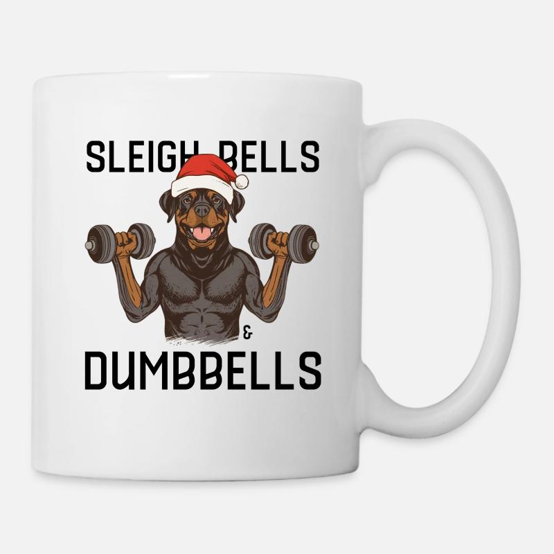 Rottweiler Sleigh Bells & Dumbbells Xmas - Mug - white