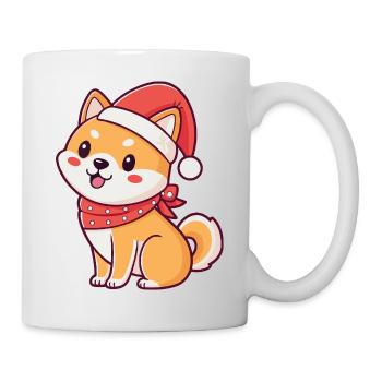 Kawaii Shiba Christmas: Santa and Scarf - Mug - white - Right