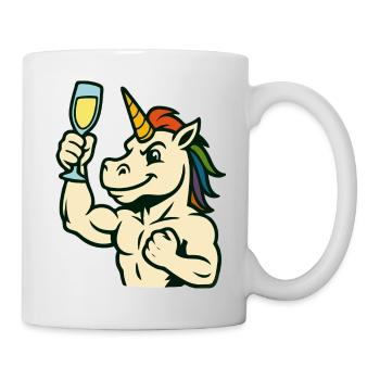 Unicorn Toasting Glass Strong Festive Mascot - Mug - white - Right