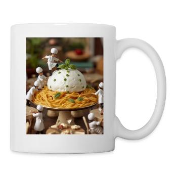 Miniatures cuisinières sur la table de pâtes - Mug blanc - blanc - Droite