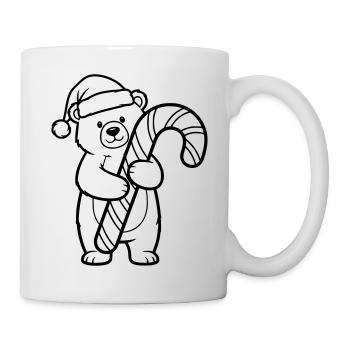 Petit ours de Noël mignon avec une canne d’orge d’orge - Mug blanc - blanc - Droite