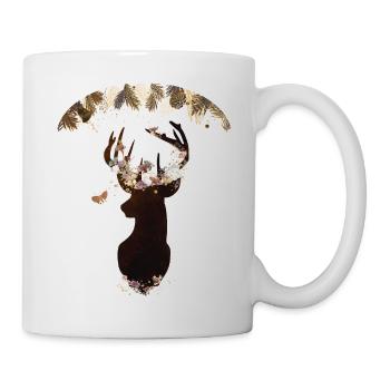 Elegantes Floral Rentier Weihnachten Kunstwe - Tasse - Weiß - Rechts