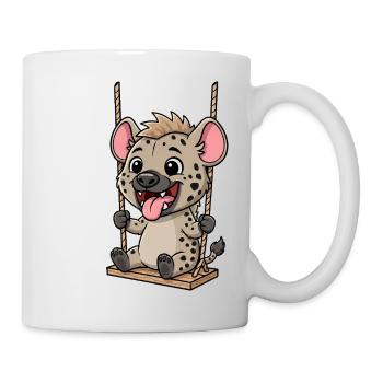 Hyène drôle sur la balançoire, enfants amusants - Mug blanc - blanc - Droite