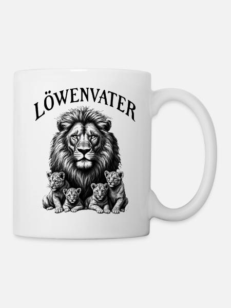 Vierfacher Papa Löwe Vater 4 Kinder Löwenvater - Tasse - Weiß