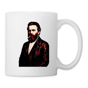 Herman Melville Noir Leather Portrait - Mug - white - Right