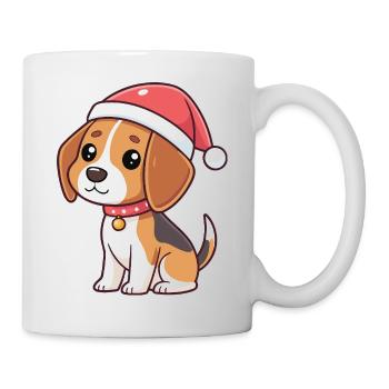 Hunde-Cartoon-Weihnachtsmannhut - Tasse - Weiß - Rechts