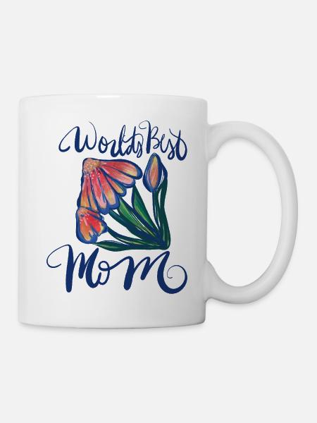 World's Best Mom Blumen-Aquarell - Tasse - Weiß