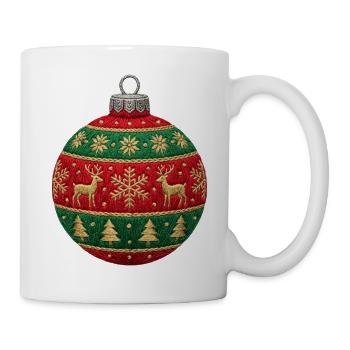 Gestickte Weihnachtskugel – Ornament (gedruckt) minimal - Tasse - Weiß - Rechts