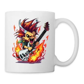 Guitariste de dessin animé Flame Rocker - Mug blanc - blanc - Droite