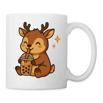 Cerf avec cerf kawaii bubble tea - Mug blanc - blanc - Droite