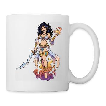 Oriental cosplay heroine with sword - Mug - white - Right