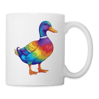 Aquarelle colorée canard arc-en-ciel Pop Art - Mug blanc - blanc - Droite
