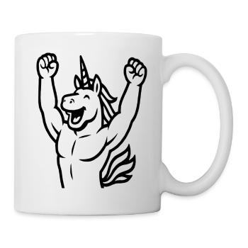 Minimal Line Art Unicorn Mascot Black Outline - Mug - white - Right