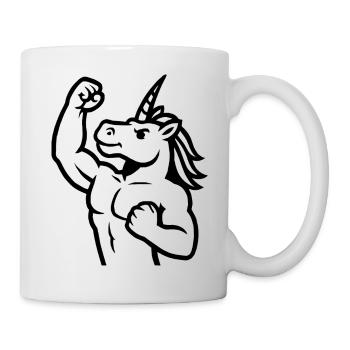 Minimal Line Art Unicorn Mascot Black Outline - Mug - white - Right
