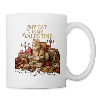 Meine Katze ist mein Valentinsgruß – Lustige Pizza-Liebhaberin – Single - Tasse - Weiß - Rechts
