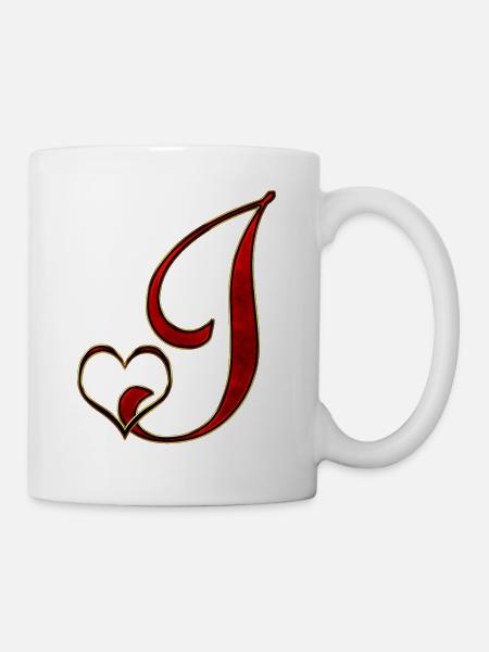 Rose Gold J-Heart Monogram - Mug - white