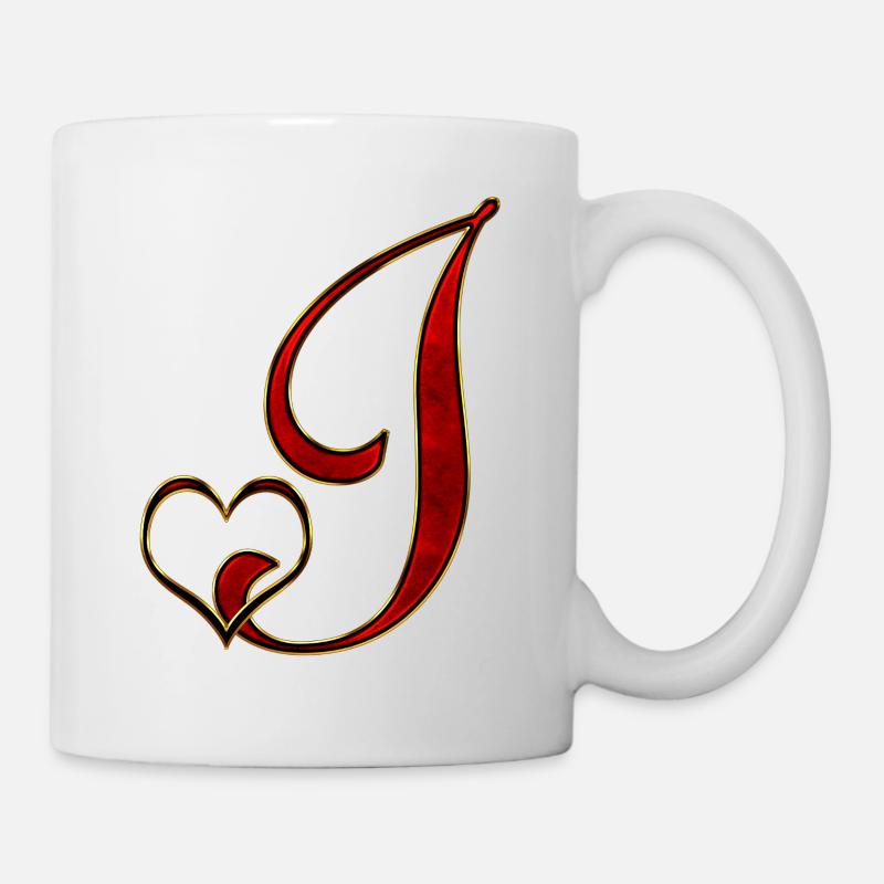 Rose Gold J-Heart Monogram - Mug - white